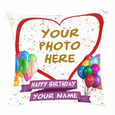 Happy Birthday Baby Cute Custom Sequin Cushion Cover Photo Gift Number 1